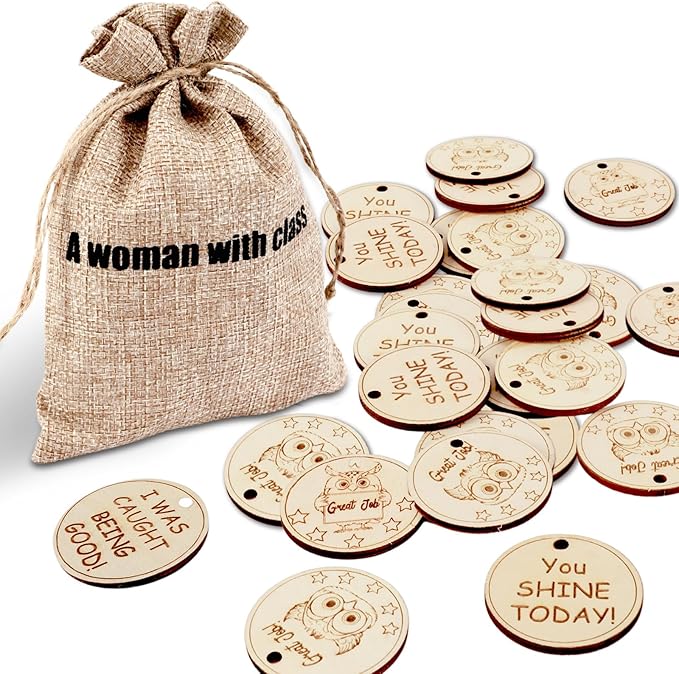 CypherX 50Pcs Wood Owl Tokens for Students Classroom Behavior Incentives Coin Back to School Gift for Teacher, Teacher Supplies for Elementary Preschool Kindergarten
