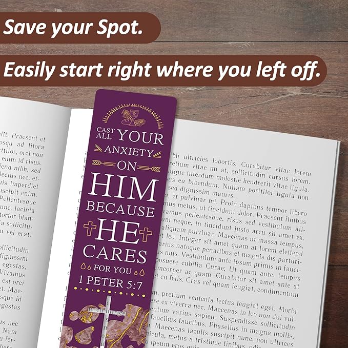 ANZON MORIES 48 Pieces Christian Scripture Bookmarks with Bible Verse Quotes & Storage Box, Inspirational Book Mark Religious Marker Christian Art Gift Bookmark for Reading Lover, Men, Women, Kids