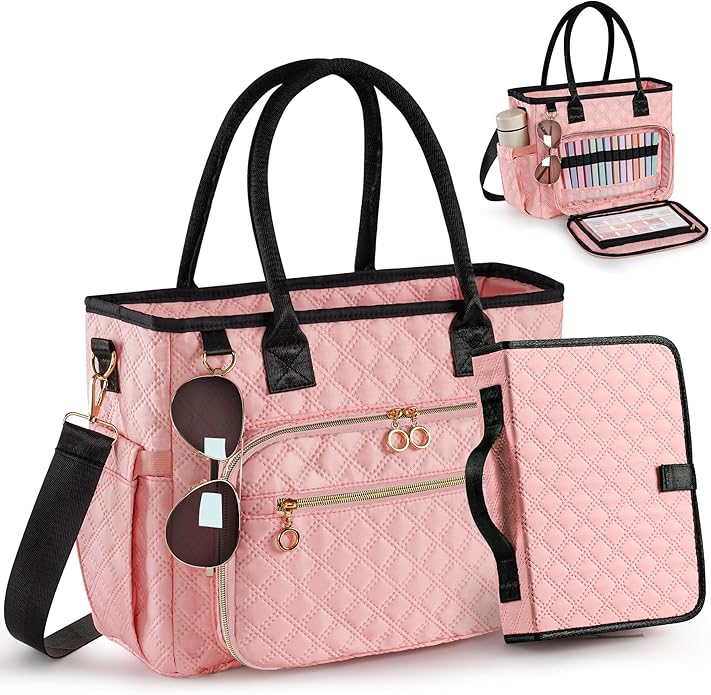 Large Bible Bag with Bible Cover Case for Women, Quilted Church Tote Bags for Bible Study Supplies, Christian Gifts for Women