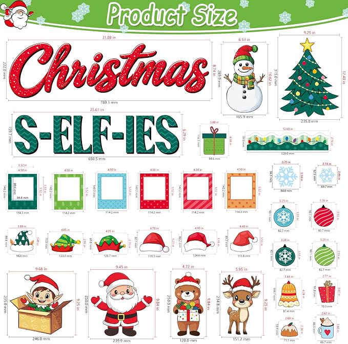 55 PCS Winter Bulletin Board Decorations Christmas Selfie Bulletin Board Decor Selfie Cutouts DIY Photo Crafts Snowman Decorations Winter Classroom Christmas Decorations for School Home Holiday Party