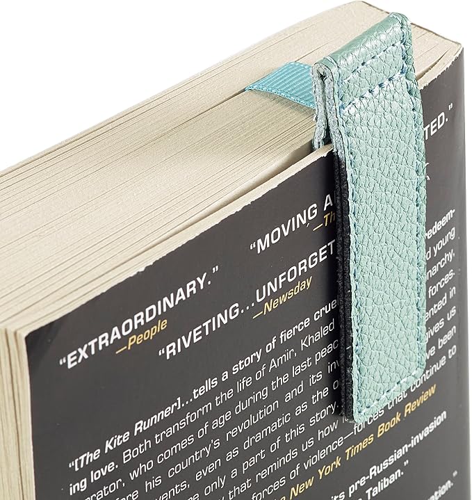 Superior Essentials Planner Magnetic Bookmark - Genuine Leather, Single Long Ribbon Bible Bookmark for Book Lovers - Amplify Your Love for Books with Our Elegant Ribbon Page Marker (1PC, Aqua Blue)
