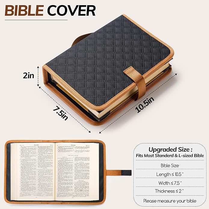 Large Bible Bag with Bible Cover Case for Women, Quilted Church Tote Bags for Bible Study Supplies, Christian Gifts for Women