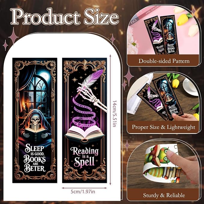 Wxiben Dark Romance Bookmarks Gifts - 100 Pcs Gothic Fantasy Paper Bookmarks Double Sided Tarot Card Skull Book Markers Page Clip Gift for Women Men Teachers Office Book Lovers Bookish Supplies