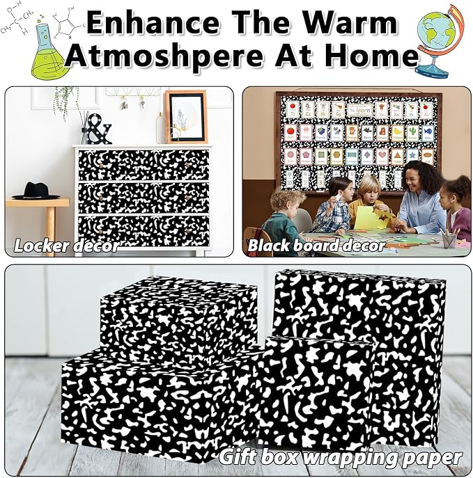 Qyeahkj Composition Bulletin Board Paper Roll Black Dot Bulletin Board Background Paper Fade Resistant Classroom Decoration Poster Art Craft Home Wall Education Decoration Supplies 17.7in x 20ft
