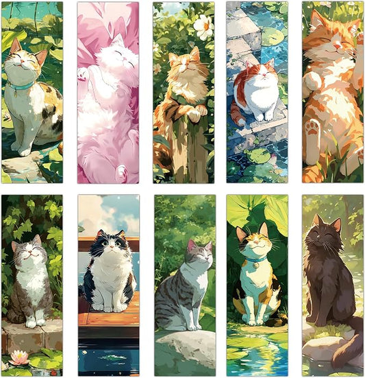 50 Pcs Cat Bookmarks, Oil Painting Paper Page Markers for Men and Women, Aesthetic Reading Accessories, Office and Home Supplies, Holiday Gift Ideas