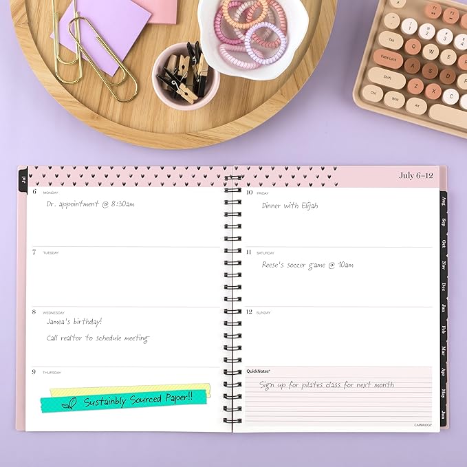 Cambridge Planner 2026-2027 Weekly & Monthly Academic 12-Month July-June, 8-1/2" x 11", Cherish (1800-905A)