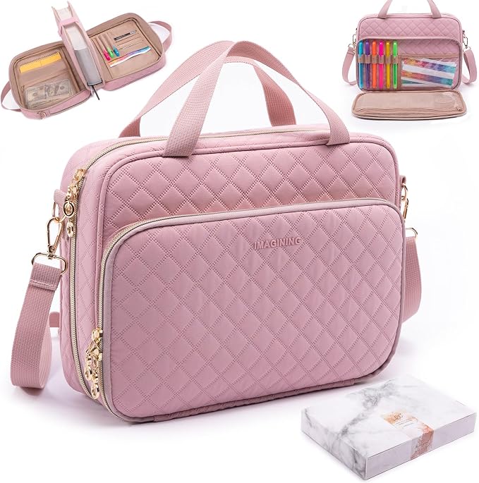 IMAGINING Large Bible Case with Bible Cover for Women - Bible Carrying Case with Shoulder Strap - Bible Bag Packed in Gift Box - Bible Carrier with Pockets for Bible Study Suppliers - Bible Gift Girls