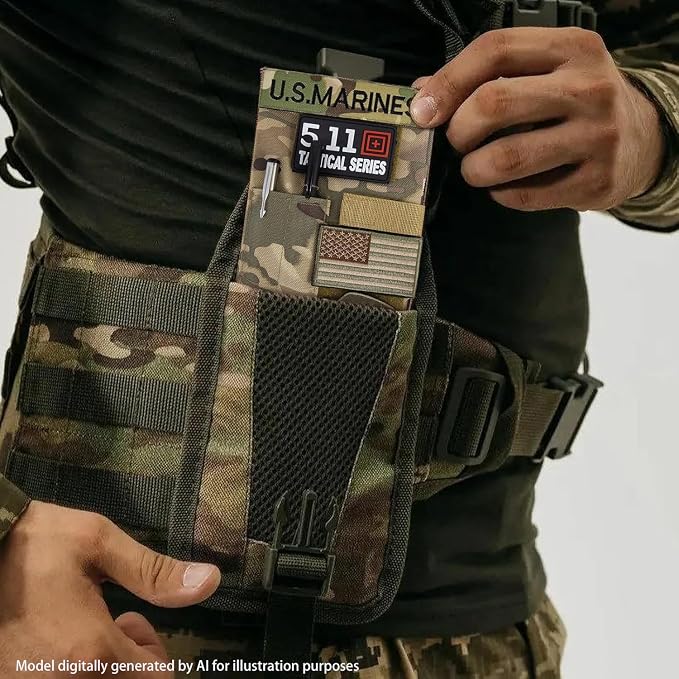 OCP Military Book Cover, Tactical Notebook Cover for 5.5”X 8” Journal Notebook Cover, OCP Green Book Cover, Field Notes Ring Binder (Green, 5.5”X 8”)