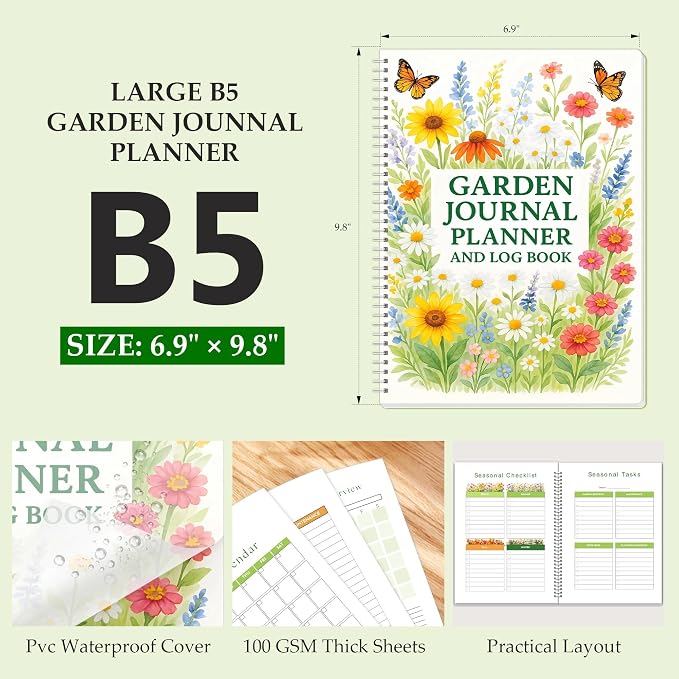 Garden Planner – Garden Journal Planner and Log Book with Monthly & Weekly Checklists, Gardening Journal for Plant Care, Budget, and Harvest Tracking