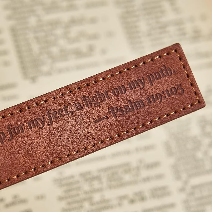 4PCS Bible Verse Bookmarks, Leather Christian Bookmark with Inspirational Scripture, Religious Gifts for Men, Bible Study Accessories