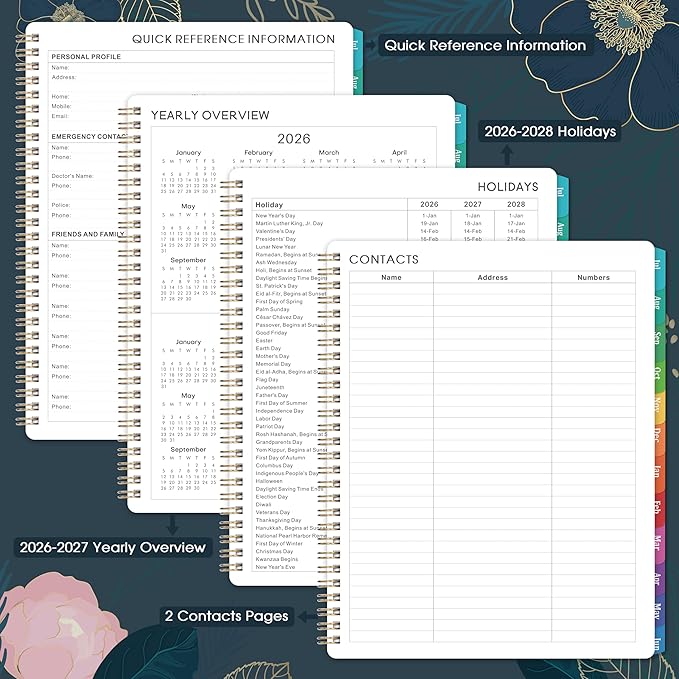 Planner 2026-2027 - Academic Planner 2026-2027, July 2026 - June 2027, Weekly & Monthly Planner, 8'' x 10", Calendar Planner, Colorful Monthly Tabs, Twin-wire Binding, Back Pocket, Holidays