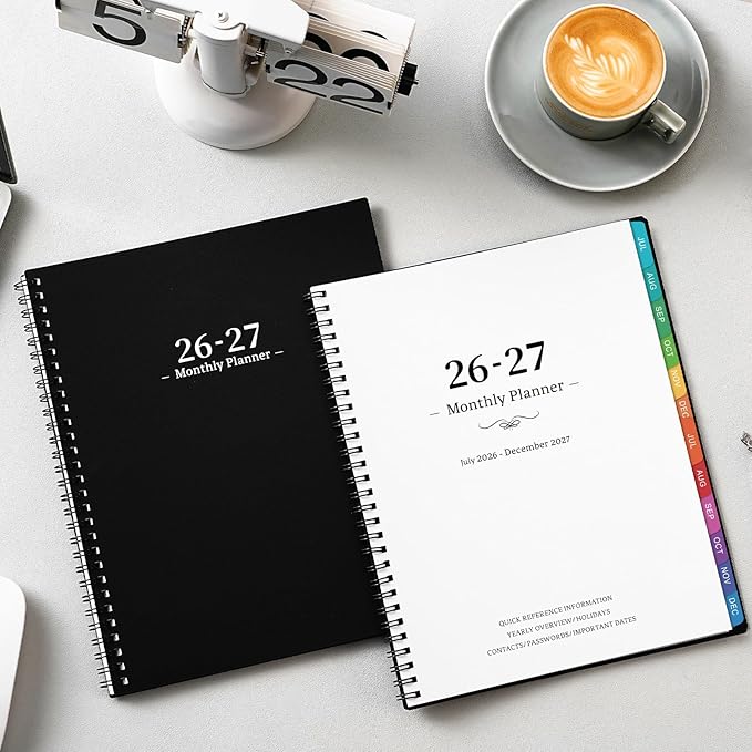 2026-2027 Monthly Planner - Academic Planner/Calendar 2026-2027, JUL 2026 - DEC 2027, Monthly Planners with Colorful Tabs, Planners for Daily Organizing - Waterproof Cover ( 8" x10", Notes Pages, Black)