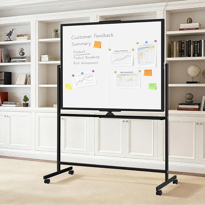 Rolling Dry Erase Board, 60" x 48"Double-Sided Mobile Whiteboard with Stand Large Dry Erase White Board on Wheels for Office, Classroom & Home
