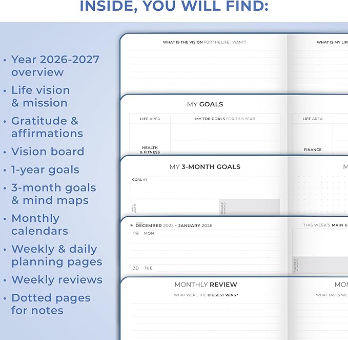 Clever Fox Dated Planner Premium 2026 – Weekly Agenda for Planning & Time Management –Notebook with Habit Tracker & To-do List (Mystic Blue)