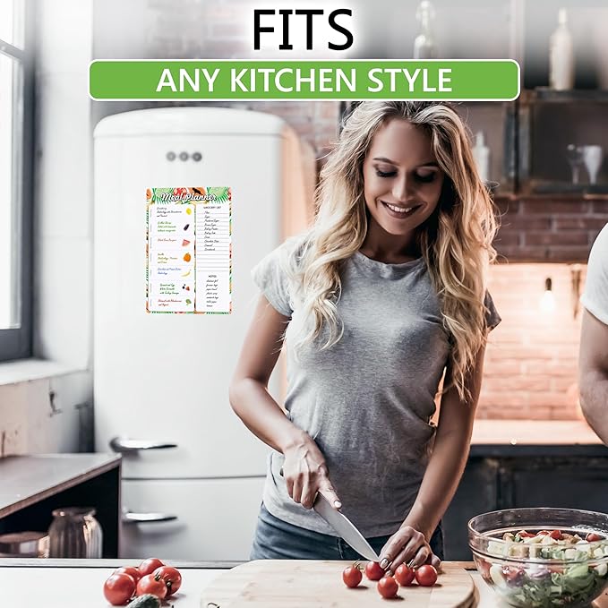 Magnetic Meal Planner for Refrigerator A4-8.5 x 12 Weekly Menu Magnet Fridge Menu Board for Kitchen Dry Erase Menu Board for Fridge Dinner Magnetic Menu Board with Dry Erase Grocery List for Fridge