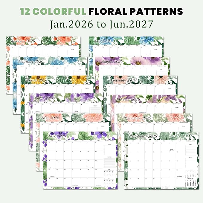 Desk Calendar 2026-2027 - Large 22x17 Monthly Calendar, 18 Month Desk Top Calendars (Jan 2026–Jun 2027) Teacher & Office Desk Calendars Organizer (white, 22 * 17)