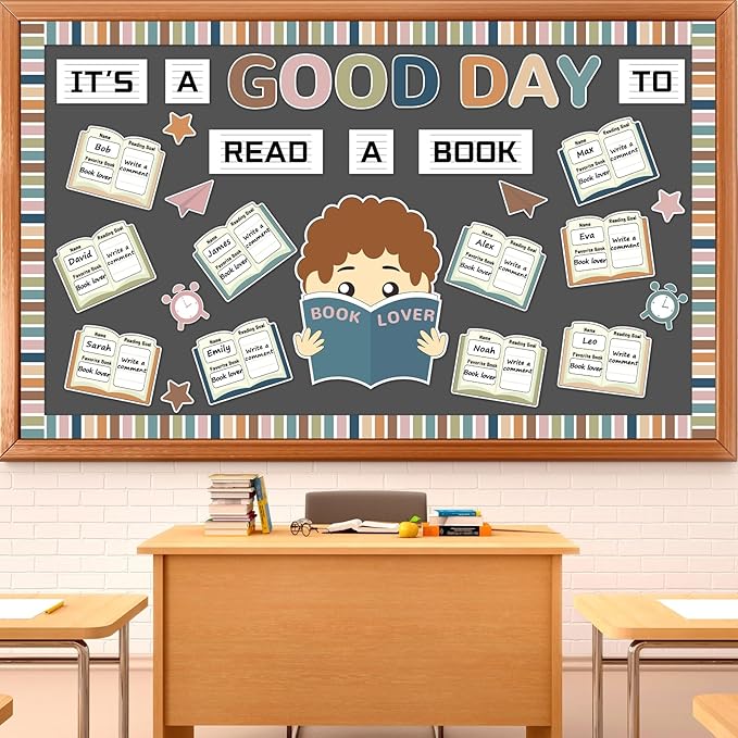 Boho Reading Bulletin Board Decorations Its a Good Day to Read a Book Bulletin Board Colorful Books Cutouts Back to School Reading Classroom Decor for Home Library Preschool Chalkboard Wall Supplies