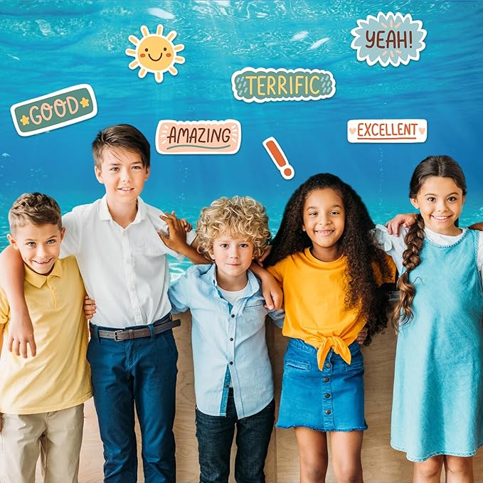 Mindsoft Bulletin Board Paper 48'' x 107'' Class Boards for Classroom Bulletin Boards Everyone is Welcome Classroom Board Decor Pillows Curtains Crafts (Underwater,1 Pc)