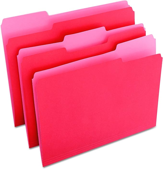 Universal One Bright Top Tab Classification Folder, Red/Light Red (10503)
