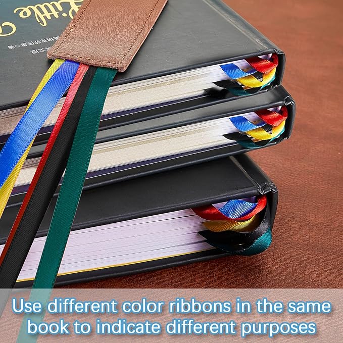 Fuutreo 30 Pcs Bible Ribbon Bookmark Bulk Artificial Leather Christian Book Markers with 5 Colorful Ribbons for Books