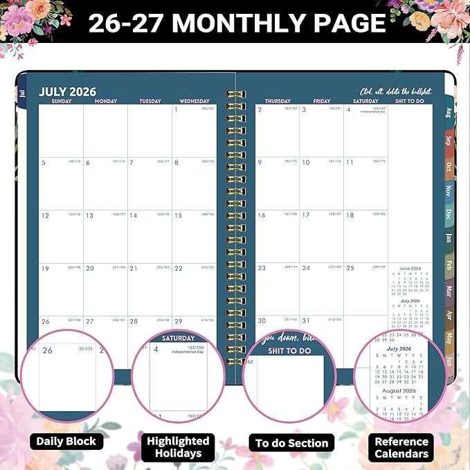 Planner 2026-2027 - Funny it 2026-2027 Weekly & Monthly Planner, Jun. 2026 - Jul. 2027, 6.4'' x 8.5''(A5), Academic Calendar Planner with Colorful Monthly Tabs, Back Pocket