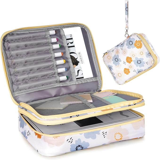 Bible Bag for Girls Organizer - Dual Zipper Compartments with 7 Pen Slots for Church Bible Study, Christian Gift for Teen (Floral-Petal)