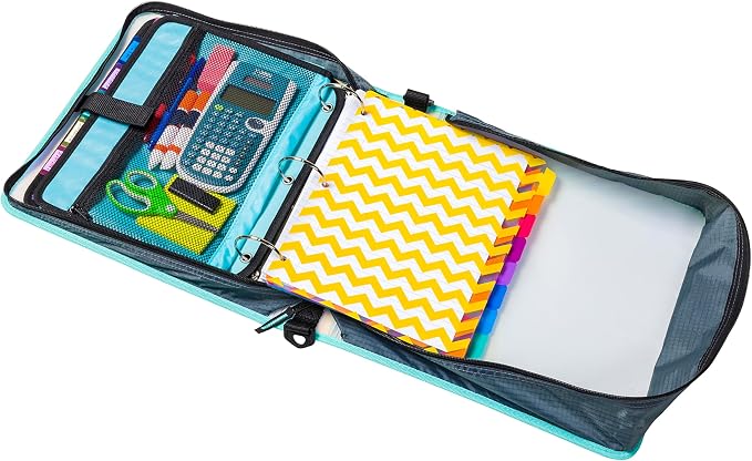 Case-it Iridescent Go Tab Zipper, 2" O-Ring with Removeable 5-Color tabbes, Expanding File Folder and Shoulder Strap and Handle, PS-440-VC-C, Pack of 6
