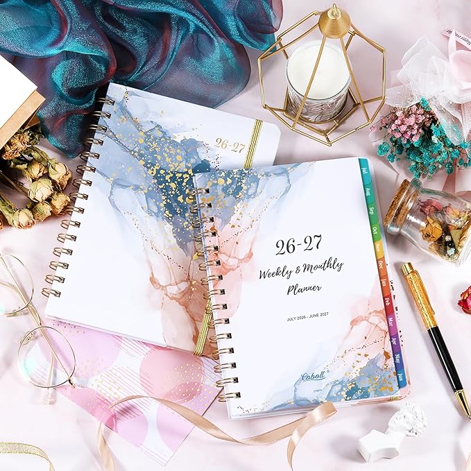 2026-2027 Planner - 2026-2027 Planner Weekly and Monthly from July 2026 - June 2027, 8.5'' X 6.4'', Weekly Monthly Planners 12 Month with Colorful Tabs, Elastic Closure, Back Pocket