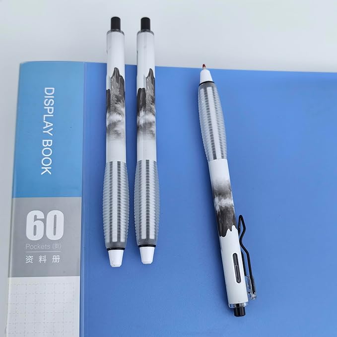 Fengtaiyuan Retractable Gel Pens, 0.5mm ST Precision Tip Quick Dry Black Ink, Gradient Black Barrel with Triangular Silicone Non-Slip Grip, Ergonomic Smooth Pens for Exam School Office [Pack of 6]