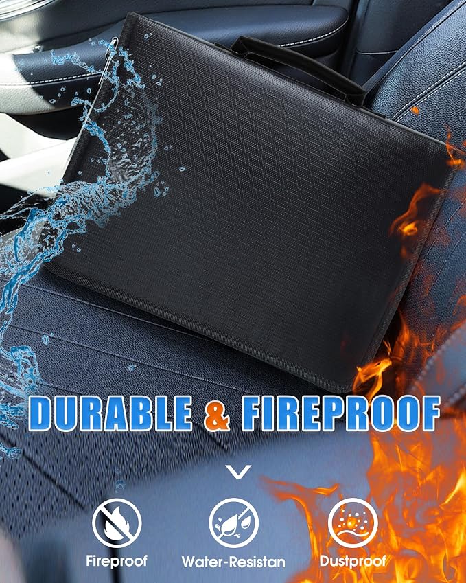 Fireproof Important Document Organizer Bag, a-z Accordion File Organizer 26 Pocket with Handle,Holder for Documents, Cash, Receipt, Birth Certificate, Passport, Citizenship Certificate, etc.