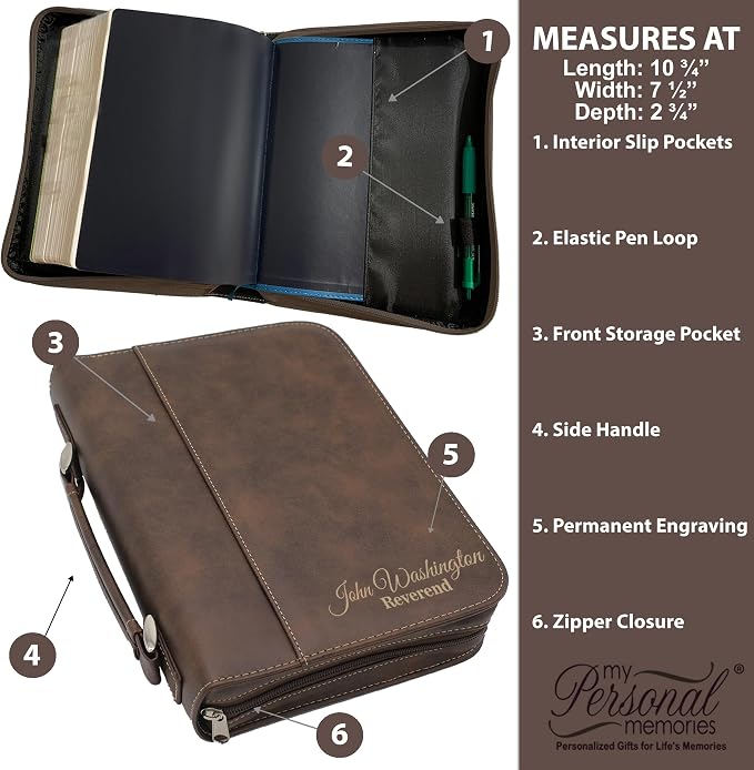 Personalized Bible Cover Holder Case with Carrying Handle for Men and Women (Rawhide with Gold)