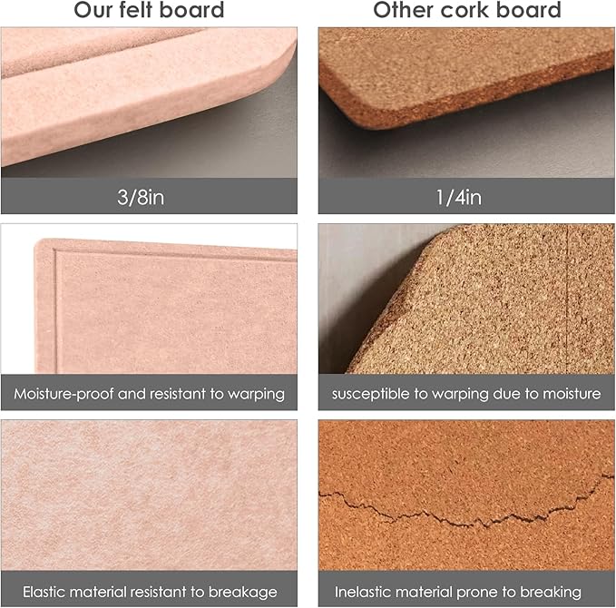 Lightomorrow Bulletin Board, 35 x 17 1/2 inches Felt Board - Decorative Pin Board, Cork Board Alternative for Wall, Foldable Self-Adhesive Vision Board Prayer Board with 20 Pushpins-Mauvey Pink