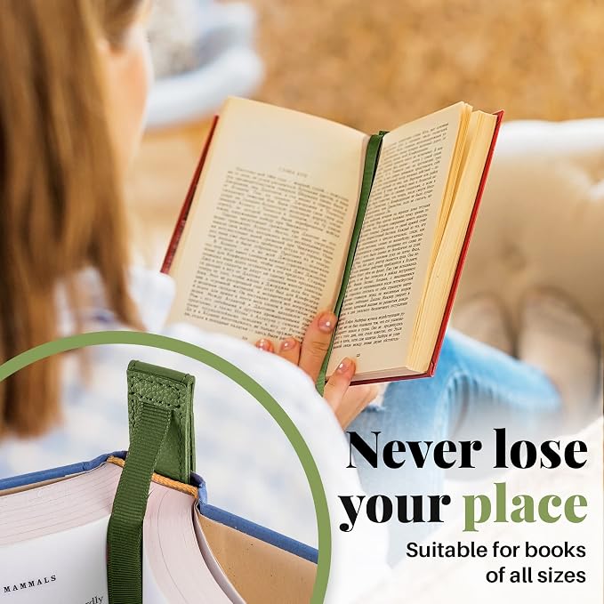 Superior Essentials Planner Magnetic Bookmark - Genuine Leather, Single Long Ribbon Bible Bookmark for Book Lovers - Amplify Your Love for Books with Our Elegant Ribbon Page Marker (3PC, Sage Green)