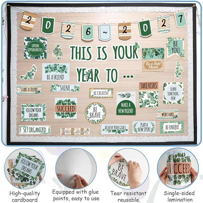 Eucalyptus Classroom Bulletin Board Decorations, This is Your Year to Bulletin Board Sets, Positive Affirmations Wall Decor for Teacher Welcome Back to School Classroom Door Wall Decors
