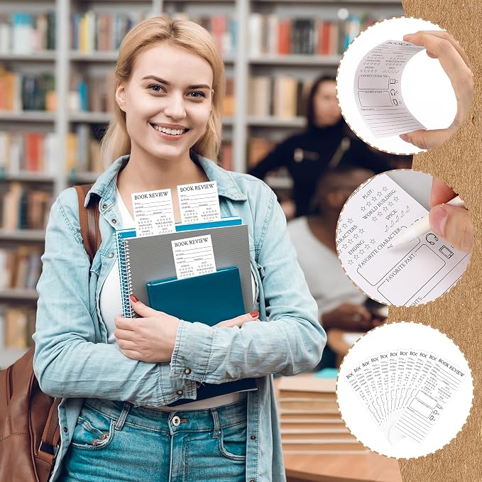 240 Pcs Back to School Teacher Gifts Colorful Book Review Bookmarks Bookclub Gifts Reading Page Cards for Book Lovers Women Students First Day of School Party Supplies(Simple,White)