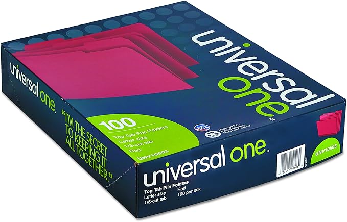 Universal One Bright Top Tab Classification Folder, Red/Light Red (10503)