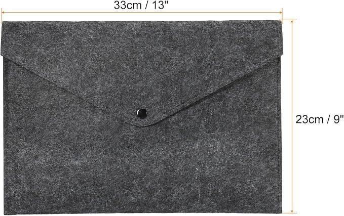 PATIKIL File Bag Felt Folder 2 Pack A4 Envelope Document Storage Pouch Organizer for Office Business, Dark Gray