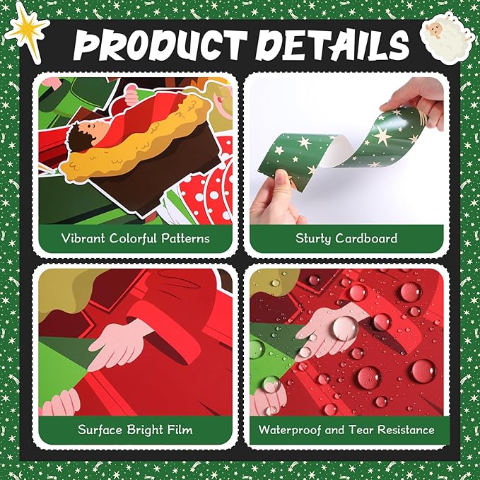 Christmas Nativity Bulletin Board Set Jesus is The Reason for The Season Classroom Decorations Christian Jesus Birth Bulletin Board Cutouts for Holiday Sunday School Religious Church Decor