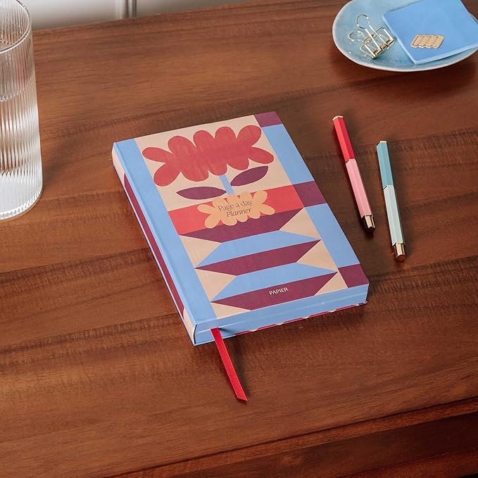 Papier Floral Softcover Undated Page a Day Planner | Write Lists, Notes, Goals, Tasks, Dates, Ideas, Meetings & Appointments | Improve Personal or Work Life Productivity | Great Gift | A5 Size