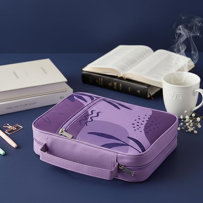 Mr. Pen- Bible Cover Case, Carrying Book Case with Durable Handle and Zippered Pocket, Bible Protective Church Bag for Men & Women, Christian Gifts, Lavender