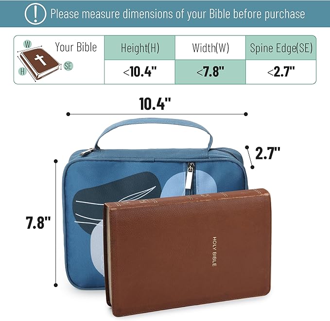 Mr. Pen- Bible Cover Case, Carrying Book Case with Durable Handle and Zippered Pocket, Bible Protective Church Bag for Men & Women, Christian Gifts, Blue Bloom