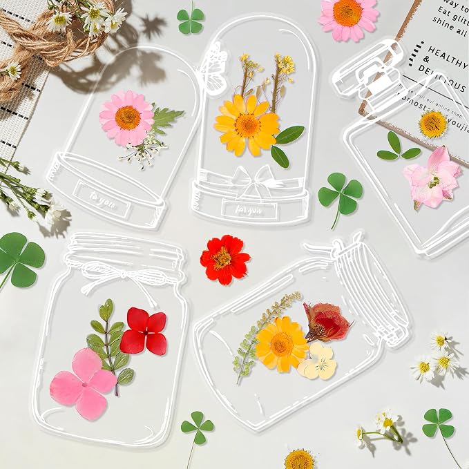 Large Size Transparent Dried Flower Bookmarks, 20 PCS Handmade DIY Flower Page Clips,World in Bottle-Making Stunning Herbarium(Glass Bottle)