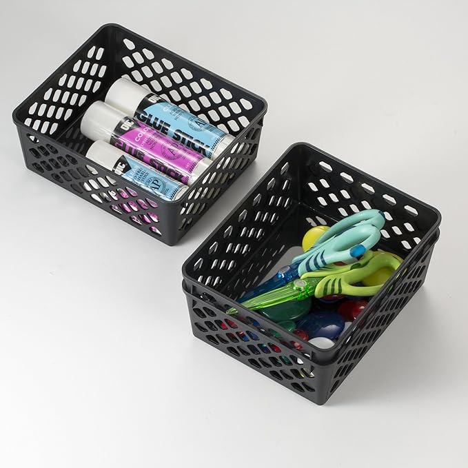 Officemate Recycled Supply Basket, Plastic, 6.13 x 5 x 2.38, Black, 3/Pack