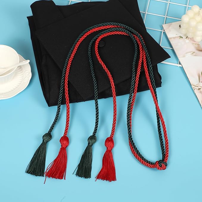 Graduation Double Honor Cords with Tassels Braided Academic Ropes for High School College Ceremony 68 Inch (Red+Forest Green)