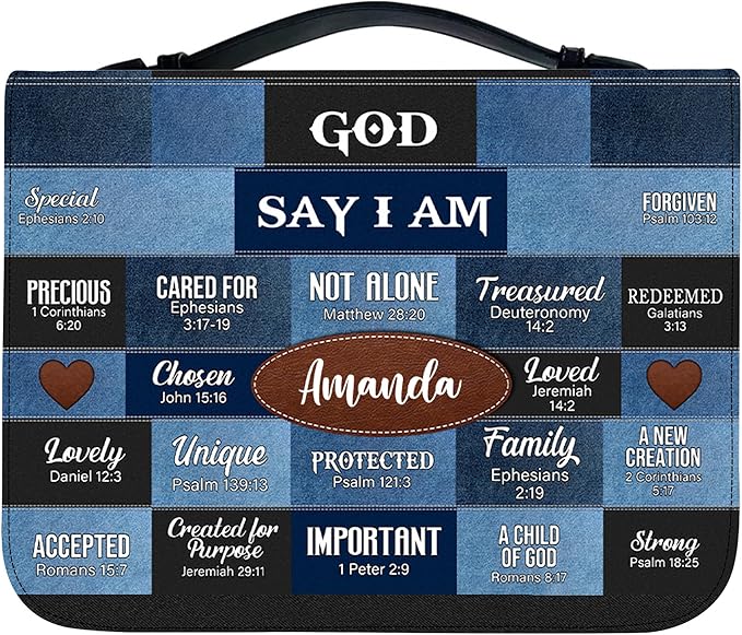 Personalized Bible Cover for Men, Christian Bible Case PU Leather, Jeus Bags Religious Appreciation Gifts for Women Girls Daughter Christian with Handle Zipper (BIBLE-09, M-2XL)