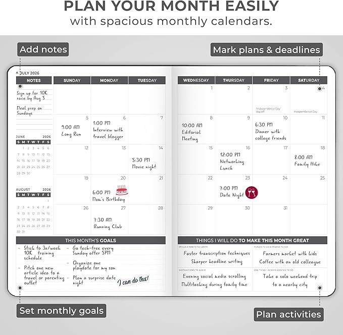 Clever Fox Planner PRO Dated (Jan 2026–Jan 2027) Weekly & Monthly Life Planner to Increase Productivity, Time Management and Hit Your Goals – Organizer, Gratitude Journal – A4 Size (Black)