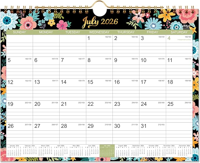 Calendar 2026-2027 - Wall Calendar 2026-2027 with 18 Months, Jul. 2026 - Dec. 2027, 14.6" x 11.5", Twin-Wire Binding + Hanging Hook + Large Blocks + Julian Dates, Perfect Wall Calendar for Organizing