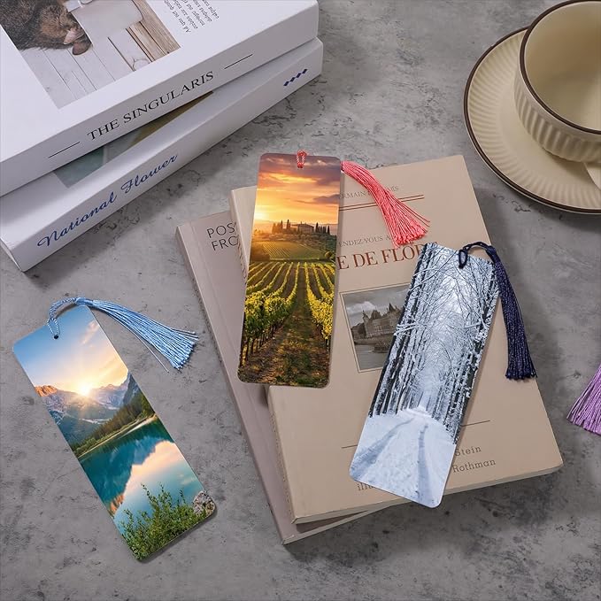 50 Pcs Sublimation Bookmark Blank Bulk DIY Bookmarks with Colorful Tassels, 2x6 Inch White Cardstock Blank Bookmarks for Custom Heat Transfer Crafts and Personalized Gifts