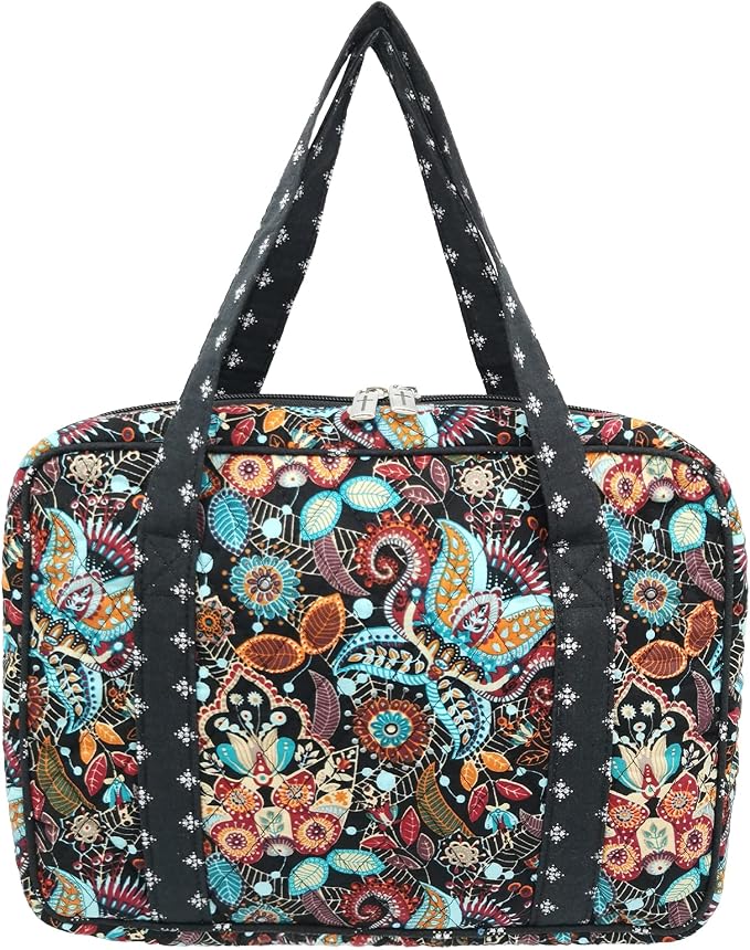 DIWI Quilted Bible Cover Large Sizes 10 X 7 X 2.75 Inches Bible Tote Good Book Case (L, C2 Jungle Secret)