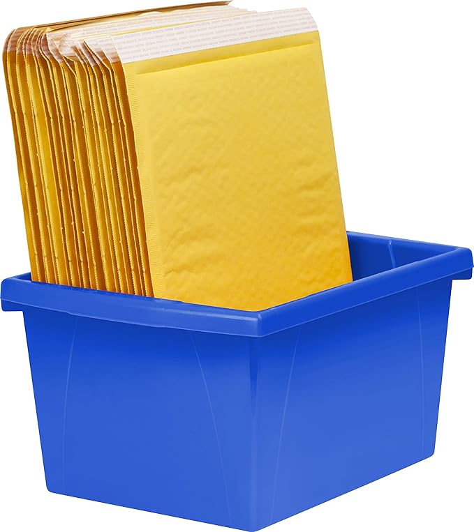 Storex 4 Gallon Storage Bin – Plastic Classroom Organizer for Books and Supplies, Blue, 6-Pack (61451C06C)
